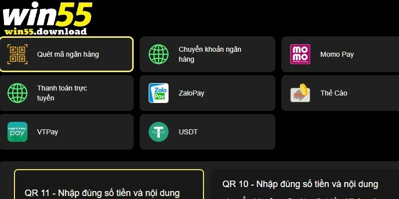 5 cách nạp tiền Win55 dễ hiểu