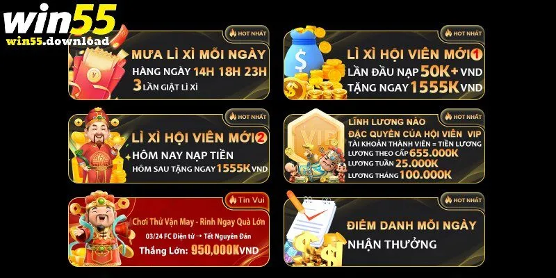 Cập nhật các chương trình khuyến mãi Win55 hấp dẫn 